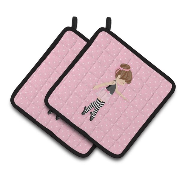 Carolines Treasures Ballerina Brunette Releve Pair of Pot Holders - BB5175PTHD
