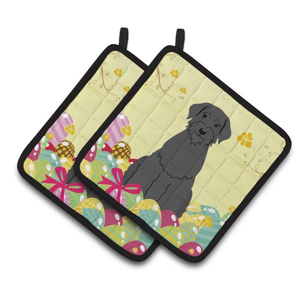 Carolines Treasures Easter Eggs Giant Schnauzer Pair of Pot Holders - BB6066PTHD