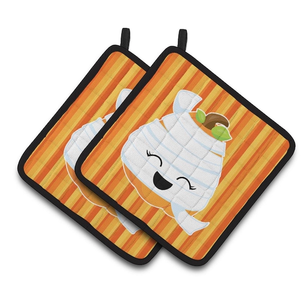 Carolines Treasures Halloween Pumpkin Mummy Pair of Pot Holders - BB6968PTHD