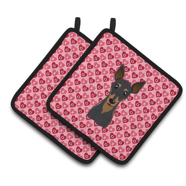 Carolines Treasures Min Pin Hearts Pair of Pot Holders - BB5310PTHD