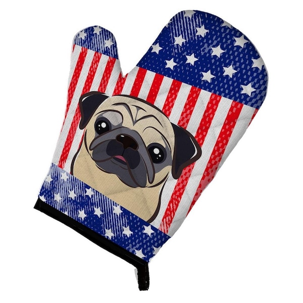 Carolines Treasures American Flag and Fawn Pug Oven Mitt - BB2192OVMT
