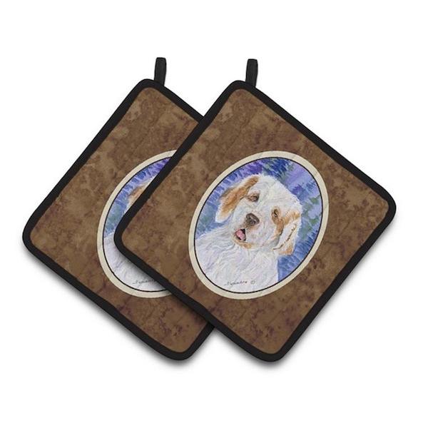 Carolines Treasures Clumber Spaniel Pair of Pot Holders, 7.5 x 3 x 7.5 in. - SS8008PTHD