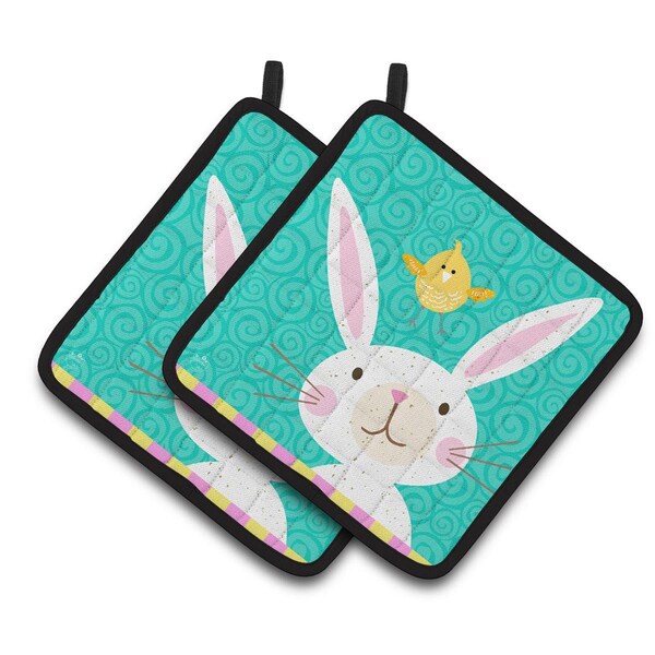 Carolines Treasures Happy Easter Rabbit Pair of Pot Holders - VHA3032PTHD