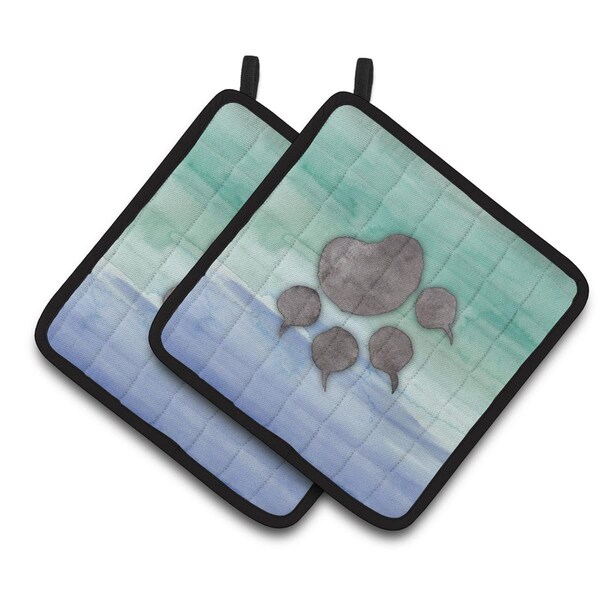Carolines Treasures Cat Paw Watercolor Pair of Pot Holders - BB7356PTHD