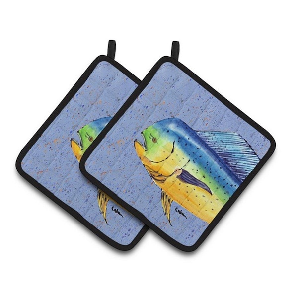 Carolines Treasures Dolphin Mahi Mahi Pair of Pot Holders, 7.5 x 3 x 7.5 in. - 8521PTHD