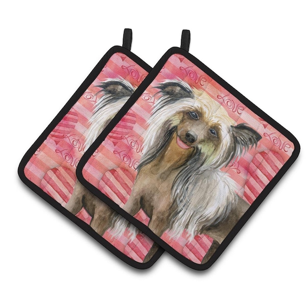 Carolines Treasures Chinese Crested Love Pair of Pot Holders - BB9746PTHD