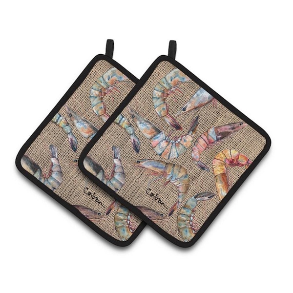 Carolines Treasures Shrimp Pair of Pot Holders, 7.5 x 3 x 7.5 in. - 8738PTHD