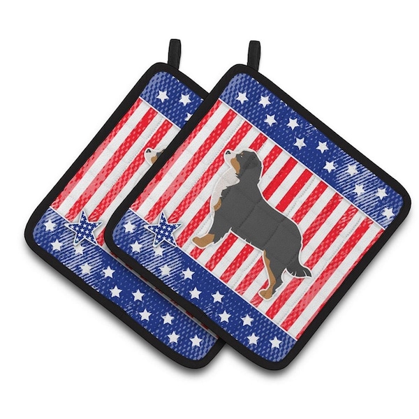Carolines Treasures USA Patriotic Bernese Mountain Dog Pair of Pot Holders - BB3319PTHD