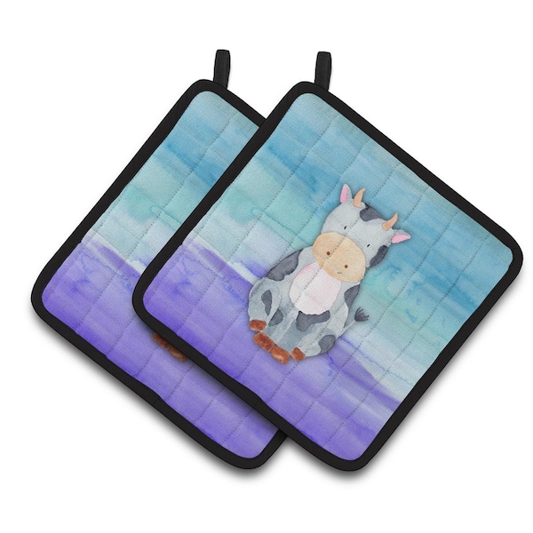 Carolines Treasures Cow Watercolor Pair of Pot Holders - BB7412PTHD