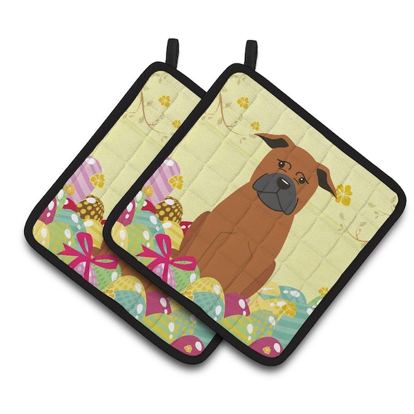 Carolines Treasures Easter Eggs Chinese Chongqing Dog Pair of Pot Holders - BB6111PTHD