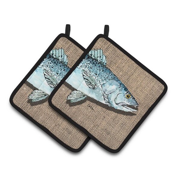 Carolines Treasures Fish Speckled Trout Pair of Pot Holders, 7.5 x 3 x 7.5 in. - 8737PTHD