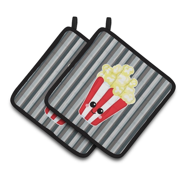 Carolines Treasures Popcorn Face Pair of Pot Holders - BB7053PTHD