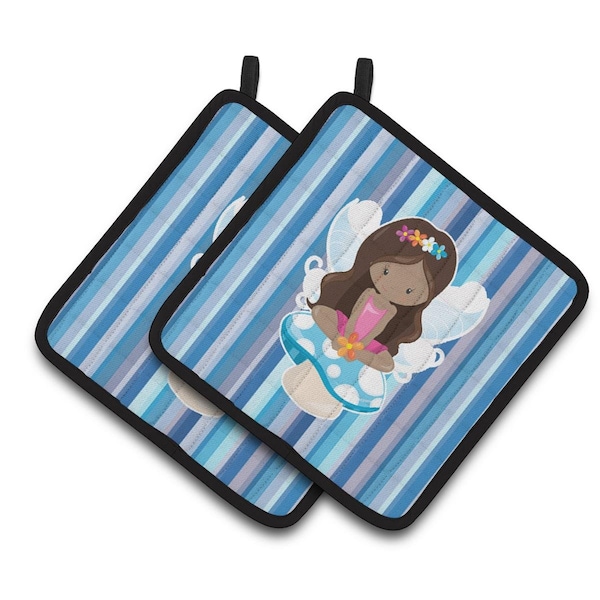 Carolines Treasures Fairy Blue Stripes Pair of Pot Holders - BB6917PTHD