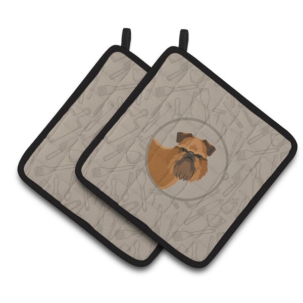 Carolines Treasures Brussels Griffon In the Kitchen Pair of Pot Holders - CK2191PTHD