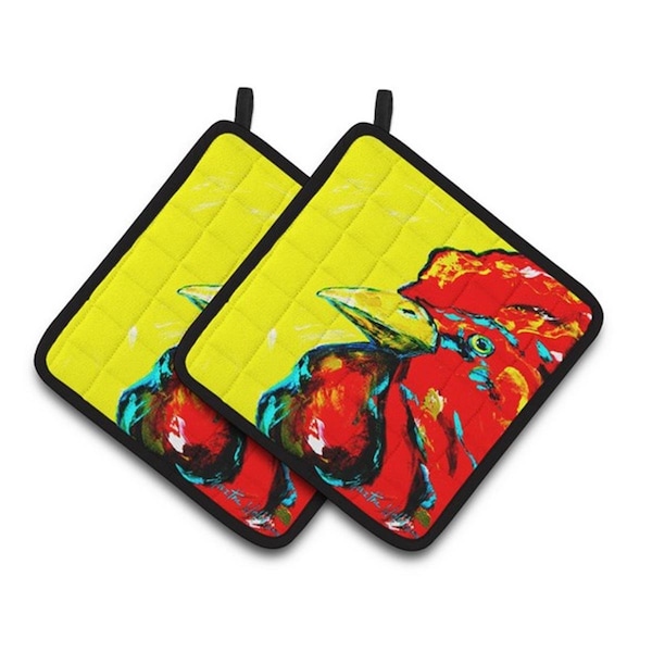 Carolines Treasures Rooster Big Head Pair of Pot Holders, 7.5 x 3 x 7.5 in. - MW1138PTHD