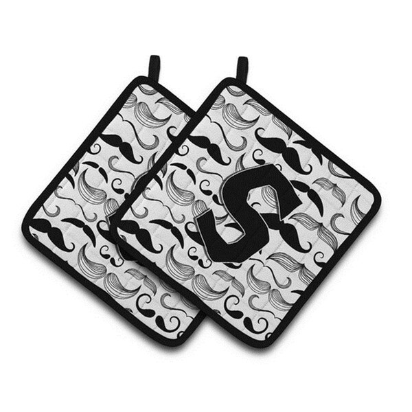 Carolines Treasures Letter S Moustache Initial Pair of Pot Holders, 7.5 x 3 x 7.5 in. - CJ2009-SPTHD