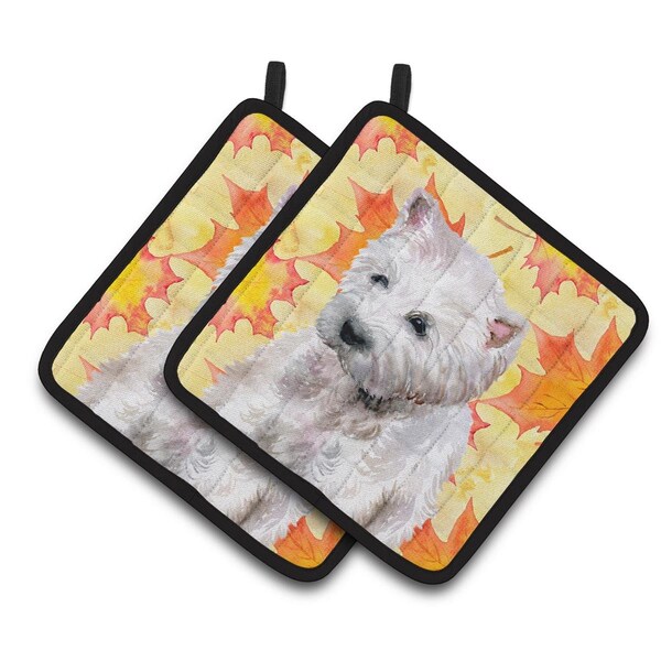 Carolines Treasures Westie Fall Pair of Pot Holders - BB9962PTHD