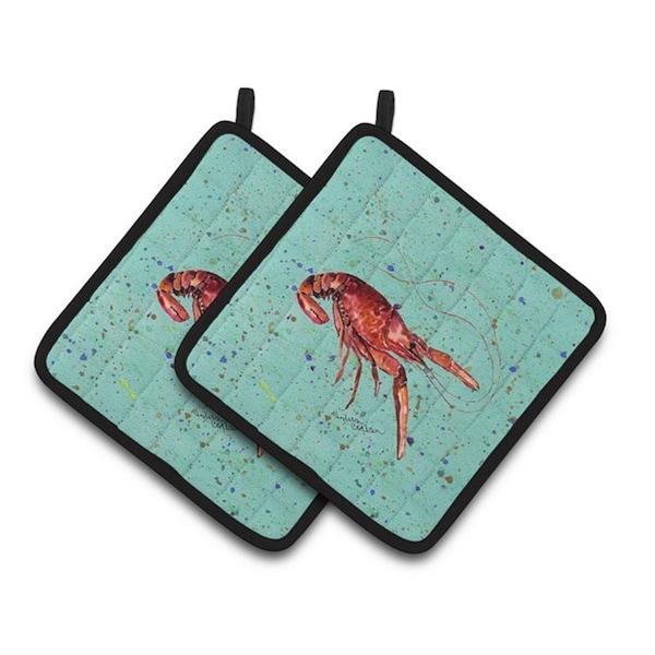 Carolines Treasures Crawfish Pair of Pot Holders, 7.5 x 3 x 7.5 in. - 8461PTHD