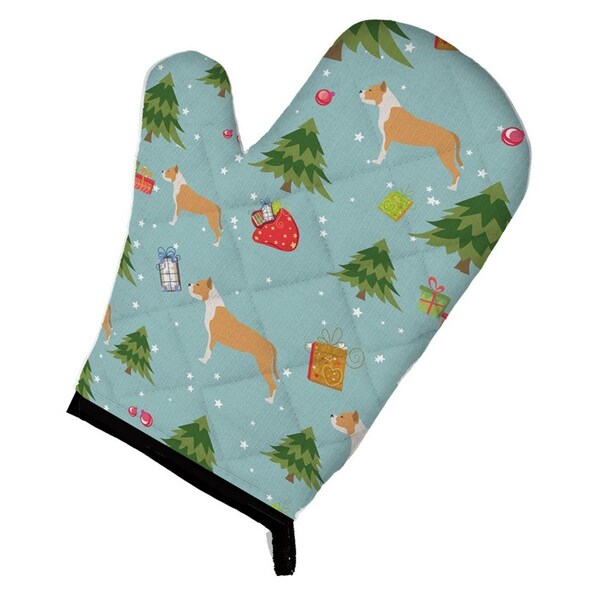 Carolines Treasures Christmas Staffordshire Bull Terrier Oven Mitt - BB4878OVMT