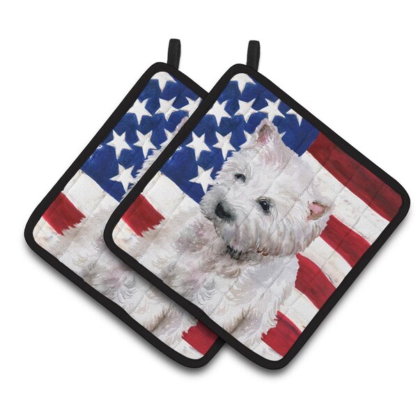 Carolines Treasures Westie Patriotic Pair of Pot Holders - BB9701PTHD