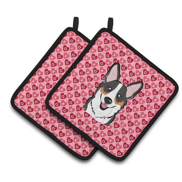 Carolines Treasures Tricolor Corgi Hearts Pair of Pot Holders - BB5325PTHD