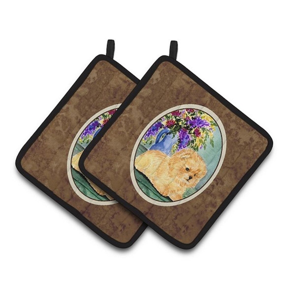Carolines Treasures Pomeranian Pair of Pot Holders, 7.5 x 3 x 7.5 in. - SS8302PTHD