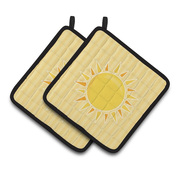 Carolines Treasures Sunshine Sun on Stripes Pair of Pot Holders - BB7066PTHD