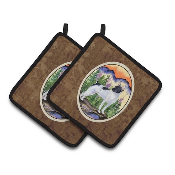 Carolines Treasures Rat Terrier Pair of Pot Holders, 7.5 x 3 x 7.5 in. - SS8224PTHD