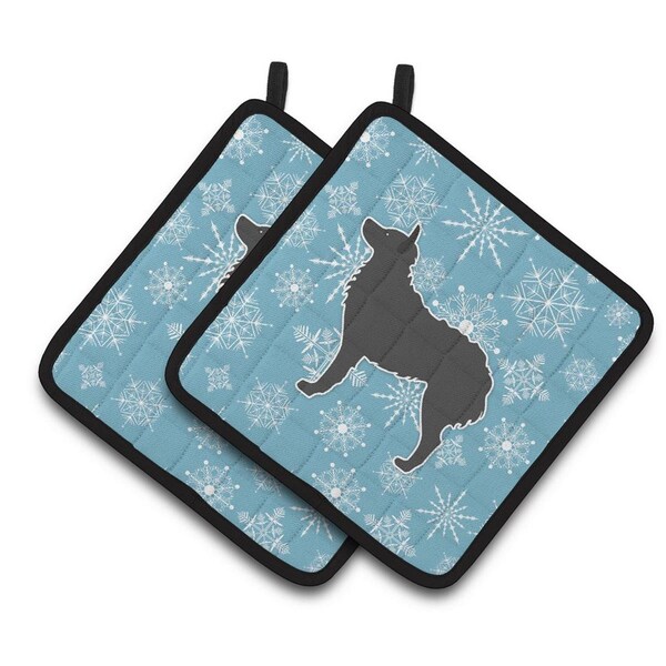 Carolines Treasures Winter Snowflake Croatian Sheepdog Pair of Pot Holders - BB3521PTHD