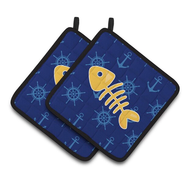 Carolines Treasures Fish Bones Pair of Pot Holders - BB6884PTHD