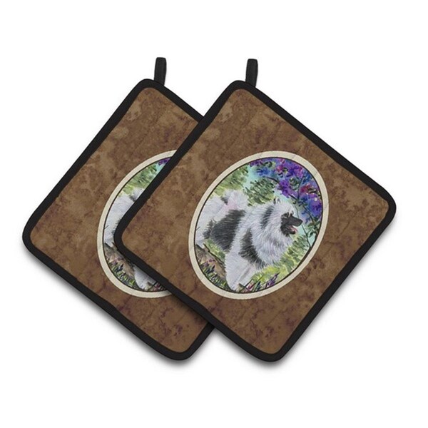 Carolines Treasures Keeshond Pair of Pot Holders, 7.5 x 3 x 7.5 in. - SS8063PTHD