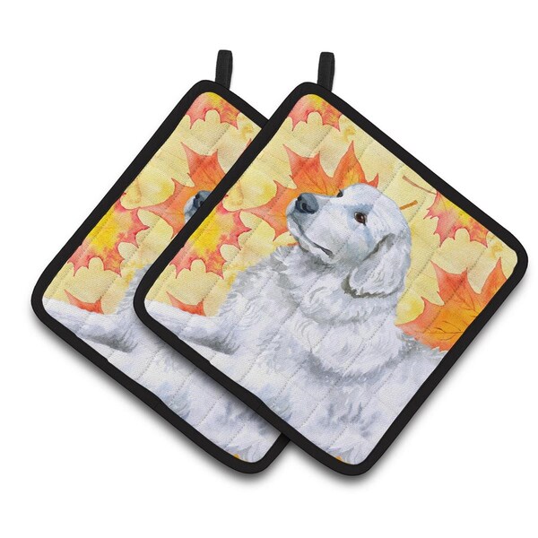 Carolines Treasures Maremma Sheepdog Fall Pair of Pot Holders - BB9936PTHD