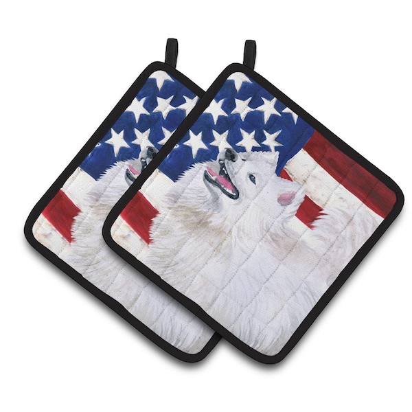 Carolines Treasures Samoyed Patriotic Pair of Pot Holders - BB9691PTHD