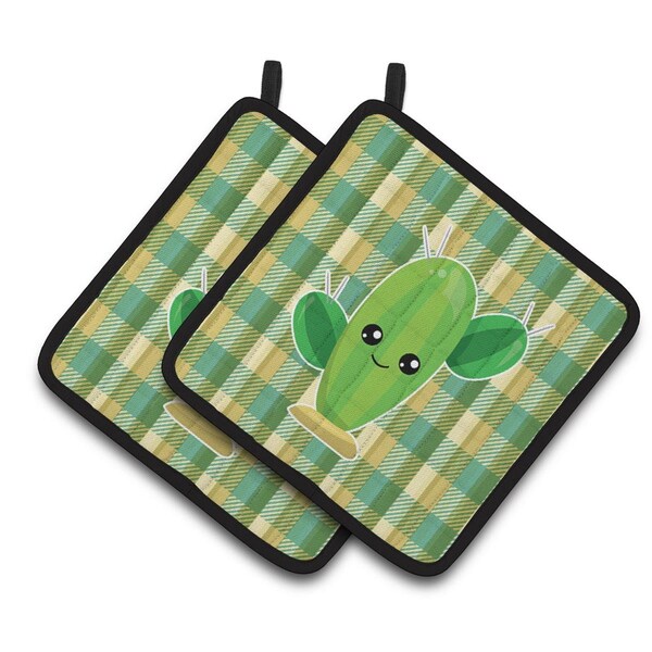 Carolines Treasures Cactus Plaid Pair of Pot Holders - BB6852PTHD