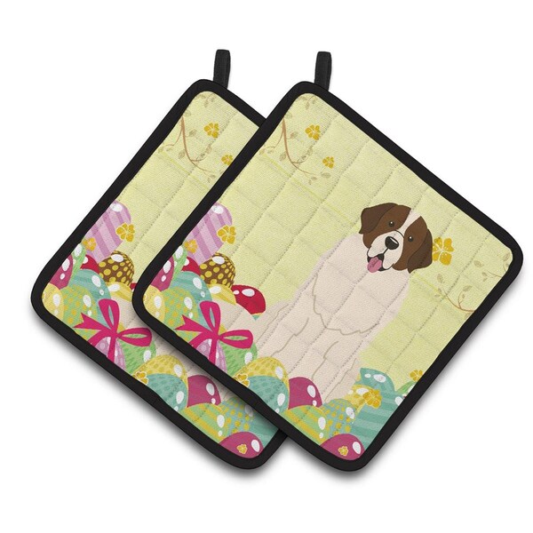 Carolines Treasures Easter Eggs Moscow Watchdog Pair of Pot Holders - BB6027PTHD