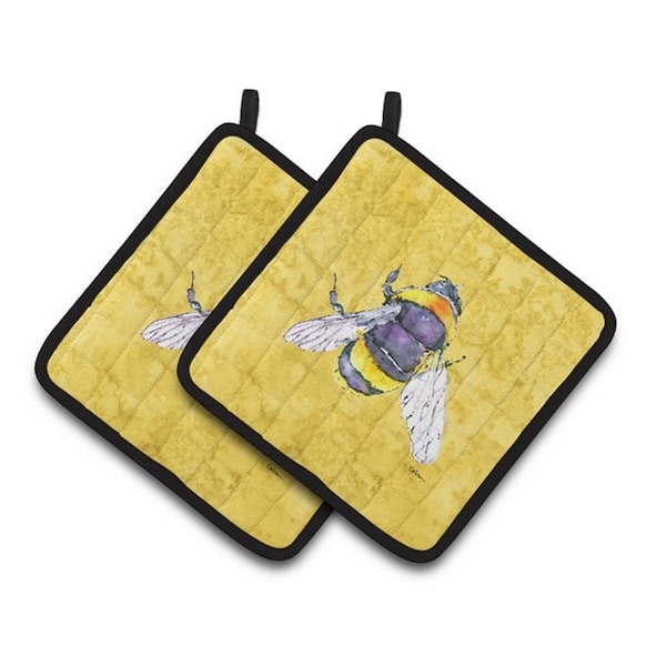 Carolines Treasures Bee on Yellow Pair of Pot Holders, 7.5 x 3 x 7.5 in. - 8852PTHD
