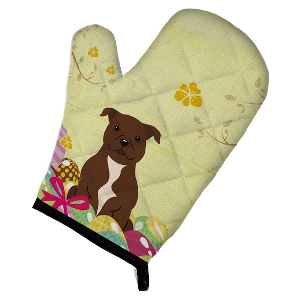 Carolines Treasures Easter Eggs Staffordshire Bull Terrier Chocolate Oven Mitt - BB6048OVMT