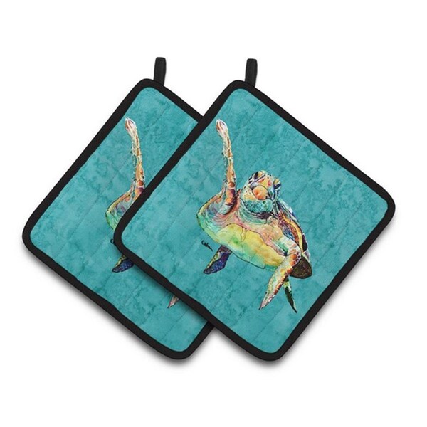 Carolines Treasures Turtle Pair of Pot Holders, 7.5 x 3 x 7.5 in. - 8672PTHD