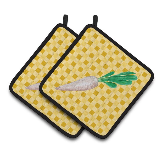 Carolines Treasures White Radish on Basketweave Pair of Pot Holders - BB7216PTHD