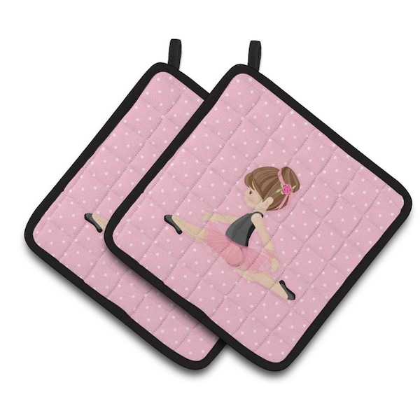 Carolines Treasures Ballerina Brunette Jete Pair of Pot Holders - BB5174PTHD