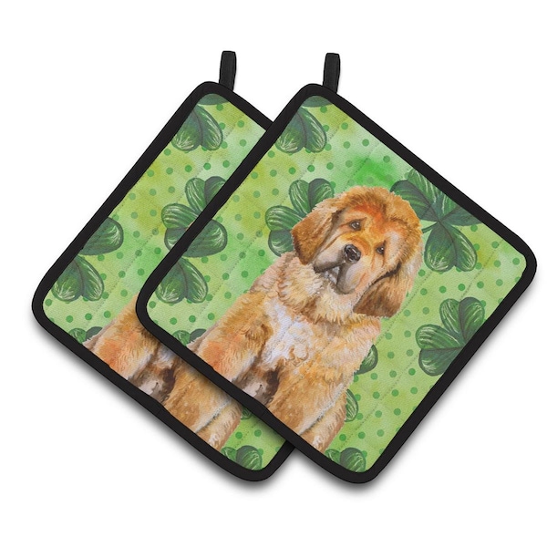 Carolines Treasures Tibetan Mastiff St.Patricks Pair of Pot Holders - BB9895PTHD