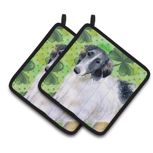 Carolines Treasures Borzoi St.Patricks Pair of Pot Holders - BB9846PTHD