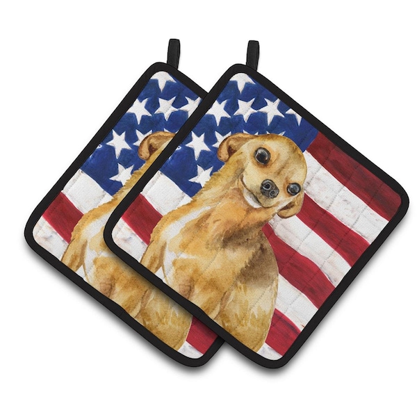 Carolines Treasures Chihuahua Patriotic Pair of Pot Holders - BB9658PTHD