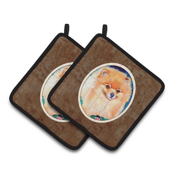 Carolines Treasures Pomeranian Pair of Pot Holders, 7.5 x 3 x 7.5 in. - 7165PTHD