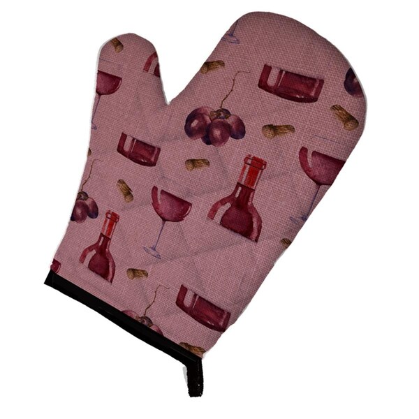 Carolines Treasures Red Wine on Linen Oven Mitt - BB5195OVMT
