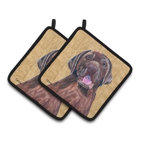 Carolines Treasures Carolines Treasures SC9127PTHD Labrador Wipe Your Paws Pair of Pot Holders; 7.5 x 3 x 7.5 in. - SC9127PTHD