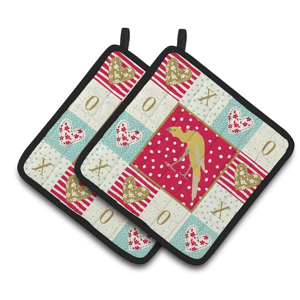 Carolines Treasures 7.5 x 7.5 in. Belgian Hunchback Canary Love Pair of Pot Holders - CK5500PTHD