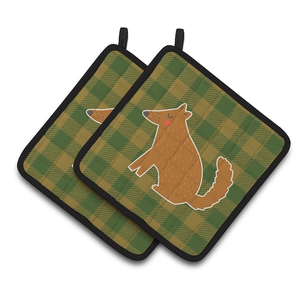 Carolines Treasures Brown Wolf Pair of Pot Holders - BB6788PTHD
