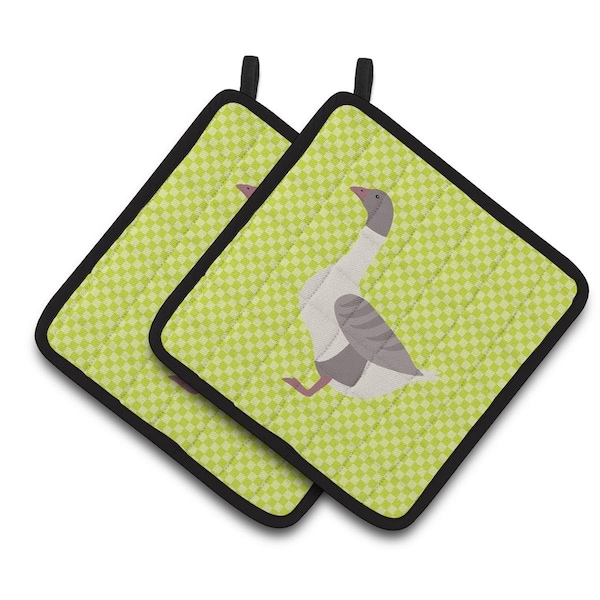 Carolines Treasures Buff Grey Back Goose Green Pair of Pot Holders - BB7727PTHD