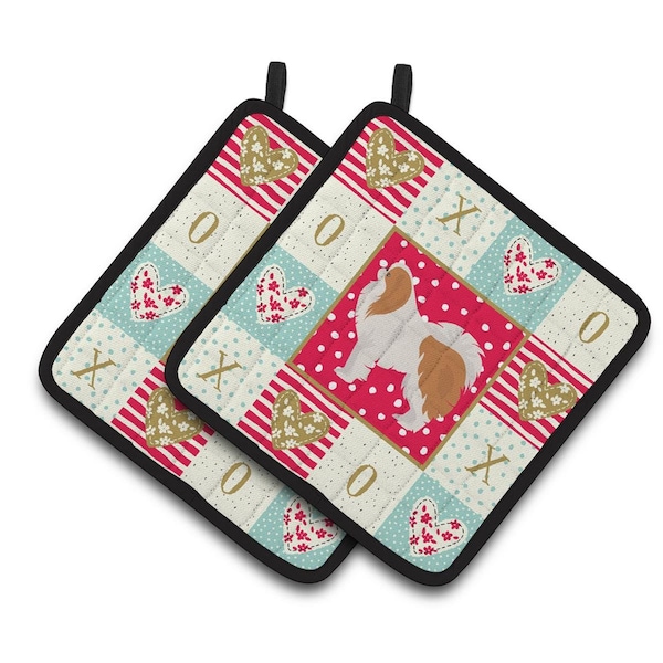 Carolines Treasures 7.5 x 7.5 in. Japanese Chin No.1 Love Pair of Pot Holders - CK5848PTHD